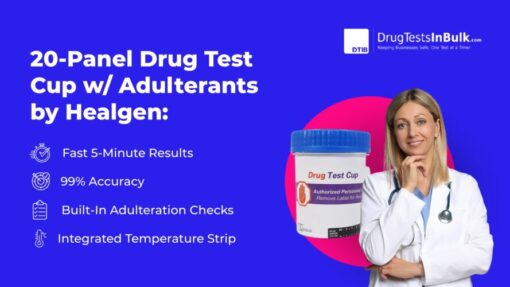 Healgen multi-panel drug testing cup and features