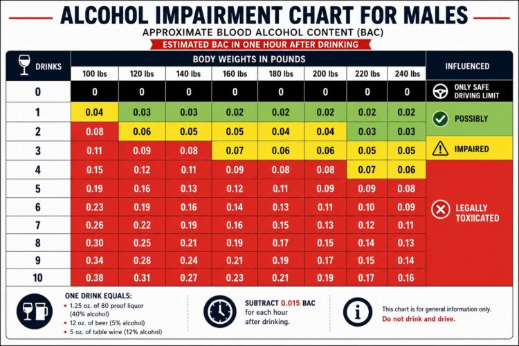 Alcohol Impairment Chart for men