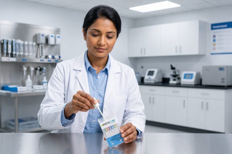 healthcare professional performing a rapid oral fluid drug test