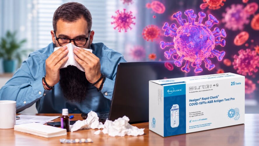 Healgen Rapid Check COVID-19 and Flu A&B Antigen Test Pro for workplace respiratory screening